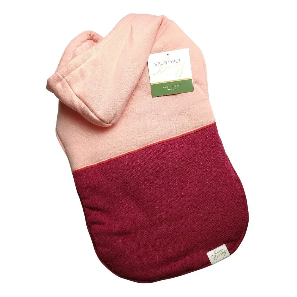 SportPet Medium Size Dog Colorblock Pink Hoodie Coat